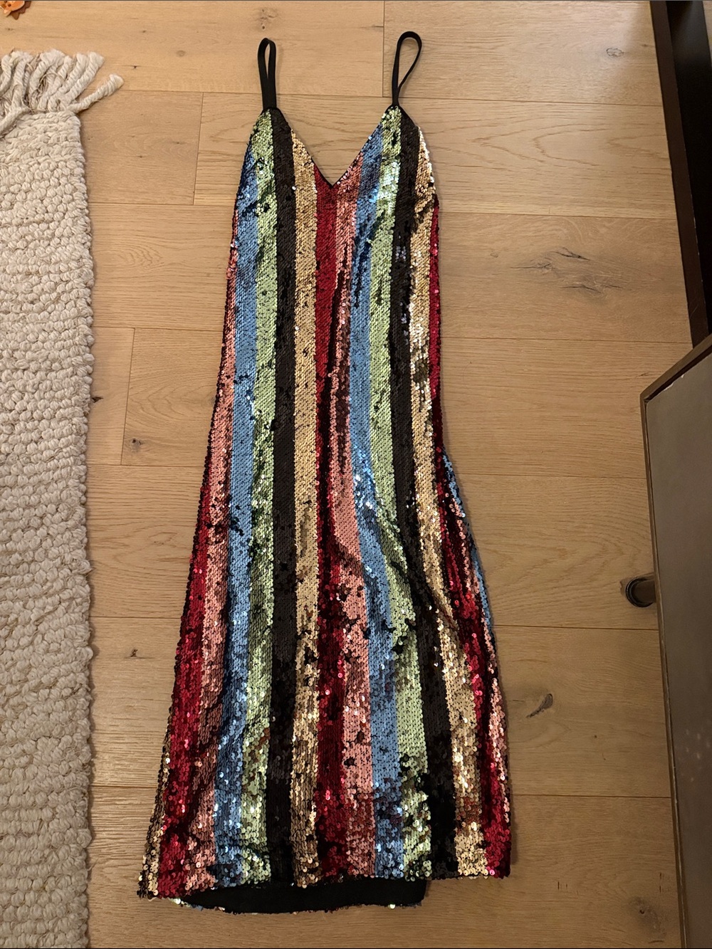 Sequined Multicolor Striped Slip Dress - Vintage one of a kind piece